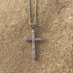 Silver Tone Crystal Cross Necklace QVC Jacqueline Jackie Kennedy Collection JBK